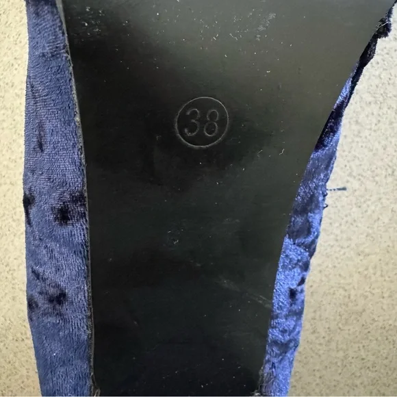 Blue Velvet Knee-High Boots - Picture 10 of 14